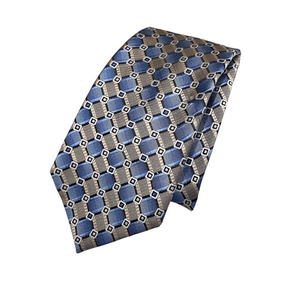 Sophisticated Blue and Gray Geometric Neck Tie - Picture 1 of 3